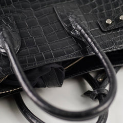 Saint Laurent Sac De Jour Croc Embossed Medium Black
