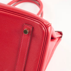 Hermes Birkin 30 Rouge Casaque Epsom A stamp