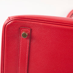 Hermes Birkin 30 Rouge Casaque Epsom A stamp