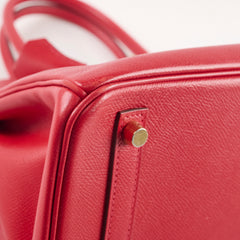 Hermes Birkin 30 Rouge Casaque Epsom A stamp