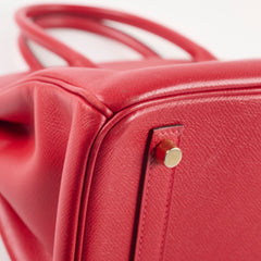 Hermes Birkin 30 Rouge Casaque Epsom A stamp