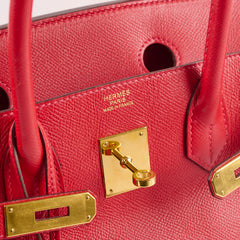 Hermes Birkin 30 Rouge Casaque Epsom A stamp