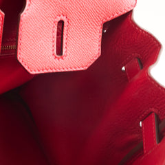 Hermes Birkin 30 Rouge Casaque Epsom A stamp