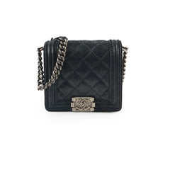 Chanel Square Boy Bag Nubuck Suede/Leather Black