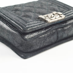 Chanel Square Boy Bag Nubuck Suede/Leather Black