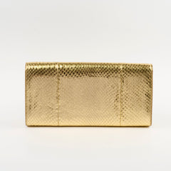 Saint Laurent Kate Tassel Clutch Snake Emboss Gold