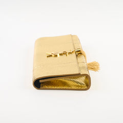 Saint Laurent Kate Tassel Clutch Snake Emboss Gold