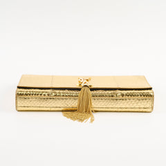Saint Laurent Kate Tassel Clutch Snake Emboss Gold