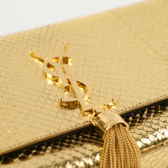 Saint Laurent Kate Tassel Clutch Snake Emboss Gold