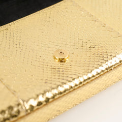 Saint Laurent Kate Tassel Clutch Snake Emboss Gold
