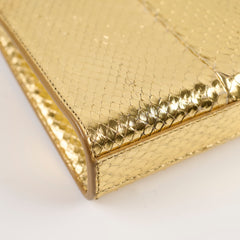 Saint Laurent Kate Tassel Clutch Snake Emboss Gold