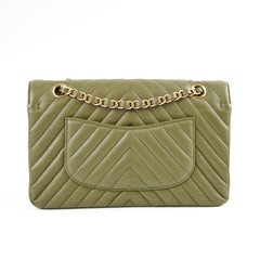 Chanel Chevron M/L Classic Flap Khaki22394 Chanel Chevron M/L Classic Flap Khaki