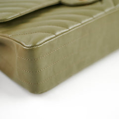 Chanel Chevron M/L Classic Flap Khaki22394 Chanel Chevron M/L Classic Flap Khaki