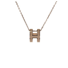 Hermes Pop H Necklace Silver Beige Enamel