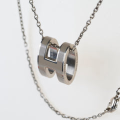 Hermes Pop H Necklace Silver Beige Enamel