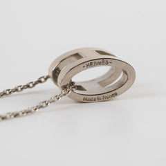 Hermes Pop H Necklace Silver Beige Enamel