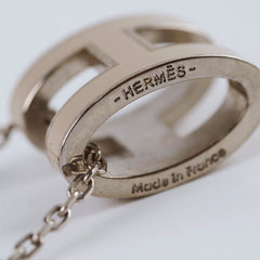 Hermes Pop H Necklace Silver Beige Enamel