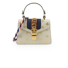 Gucci Sylvie Top Handle White/Gold Print