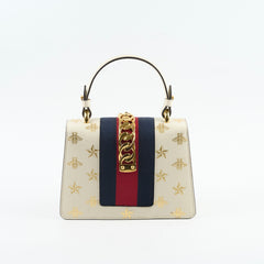Gucci Sylvie Top Handle White/Gold Print