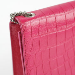 Saint Laurent Croc Embossed Kate Tassle Bag Pink