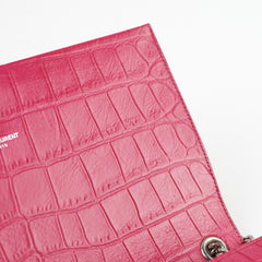 Saint Laurent Croc Embossed Kate Tassle Bag Pink