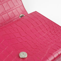 Saint Laurent Croc Embossed Kate Tassle Bag Pink