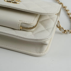 Chanel Mini Business Affinity Caviar Ivory White (microchip)