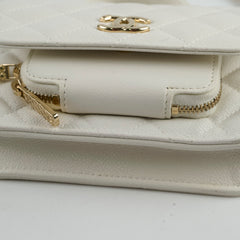 Chanel Mini Business Affinity Caviar Ivory White (microchip)