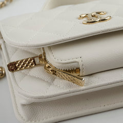 Chanel Mini Business Affinity Caviar Ivory White (microchip)