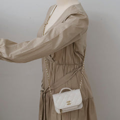 Chanel Mini Business Affinity Caviar Ivory White (microchip)