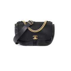 Chanel Stitched Paris in Rome Messenger Bag Black