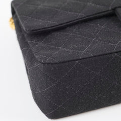 Chanel 24K M/L Classic Flap Vintage Jersey Black