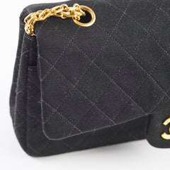 Chanel 24K M/L Classic Flap Vintage Jersey Black