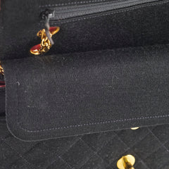 Chanel 24K M/L Classic Flap Vintage Jersey Black