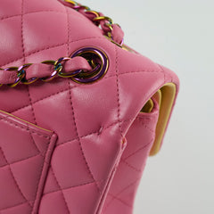 Chanel Small Double Classic Flap Pink/Yellow