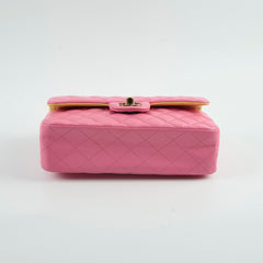 Chanel Small Double Classic Flap Pink/Yellow