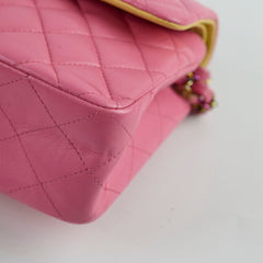 Chanel Small Double Classic Flap Pink/Yellow
