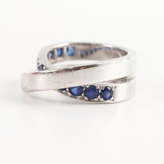 Cartier Paris 18k Sapphire Ring White Gold Size 51