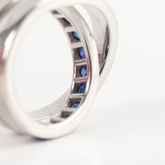 Cartier Paris 18k Sapphire Ring White Gold Size 51