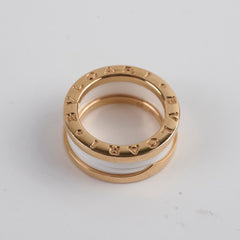 Bvlgari B.Zero 18k Pink Gold White Ceramic Ring Sz 49