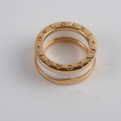 Bvlgari B.Zero 18k Pink Gold White Ceramic Ring Sz 49