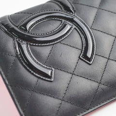 Chanel Cambon Long Flap Wallet Calfskin Black/Pink