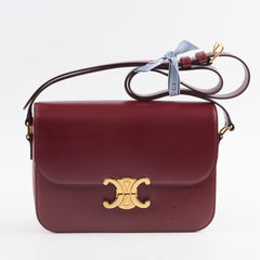 Celine Medium Triomphe Shiny Calfskin Burgundy