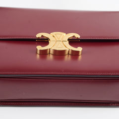 Celine Medium Triomphe Shiny Calfskin Burgundy
