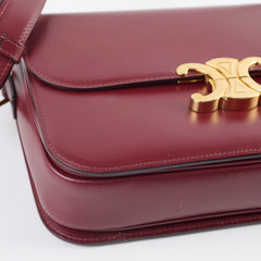 Celine Medium Triomphe Shiny Calfskin Burgundy