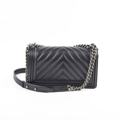 Chanel Old Medium Boy Chevron Lambskin Black