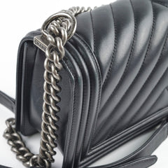 Chanel Old Medium Boy Chevron Lambskin Black