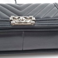 Chanel Old Medium Boy Chevron Lambskin Black