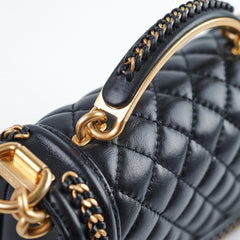 Chanel Boy Top Handle Small Black Lambskin Microchip