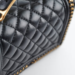 Chanel Boy Top Handle Small Black Lambskin Microchip